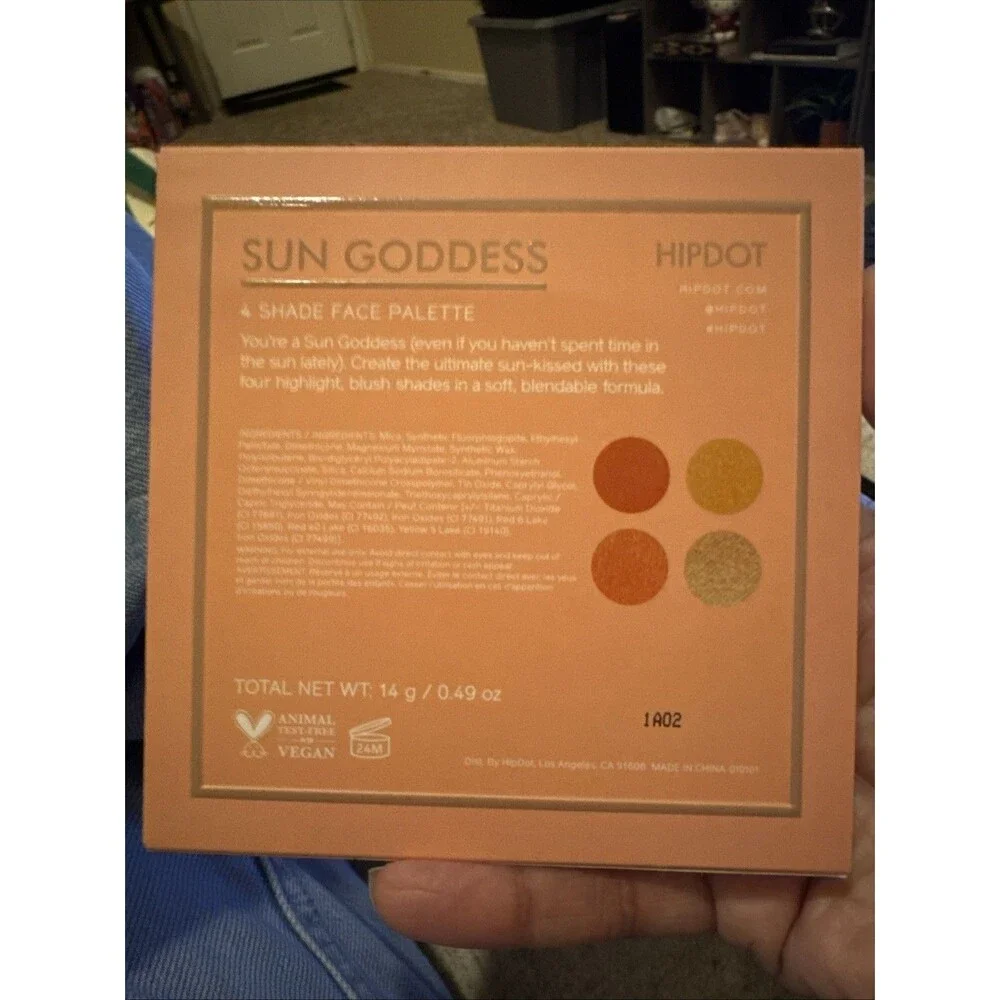 NIB HIPDOT Sun Goddess 4 Shade Blush & Highlighter Face Palette Vegan